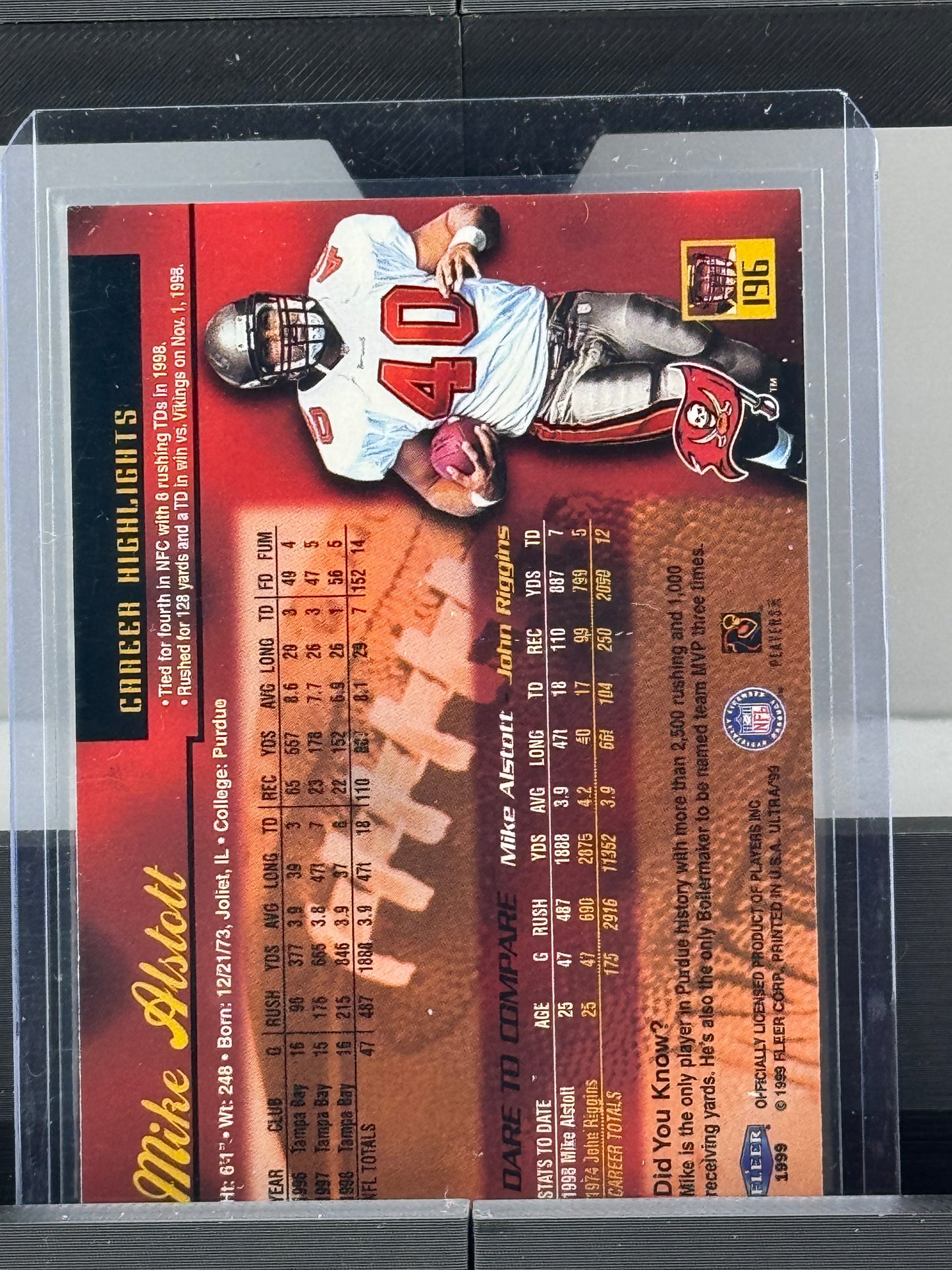 1999 Fleer Ultra #196 Mike Alstot Tampa Bay Buccaneers