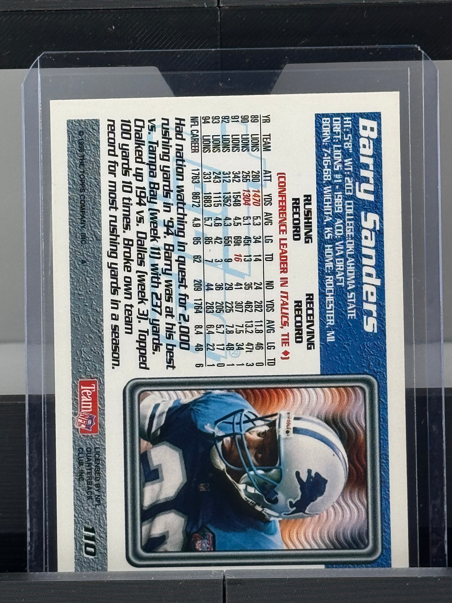 1995 Topps #110 Barry Sanders Detroit Lions