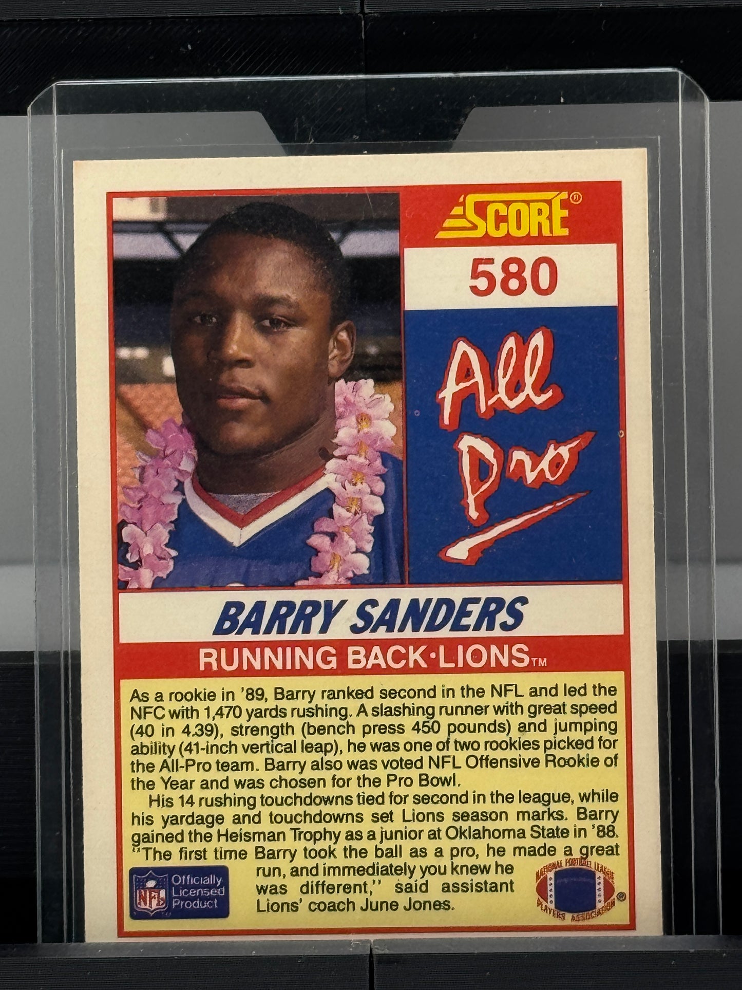 1990 Score #580 Barry Sanders All Pro Detroit Lions