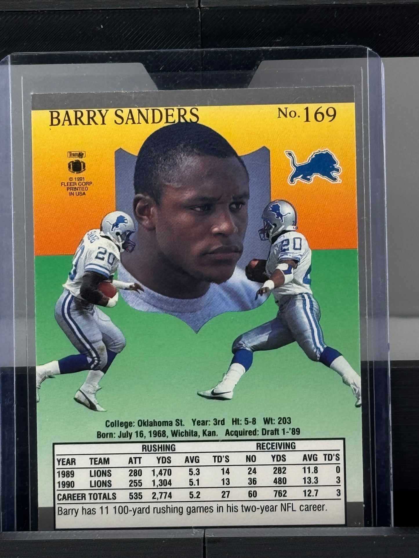 1991 Fleer Ultra #169 Barry Sanders Detroit Lions