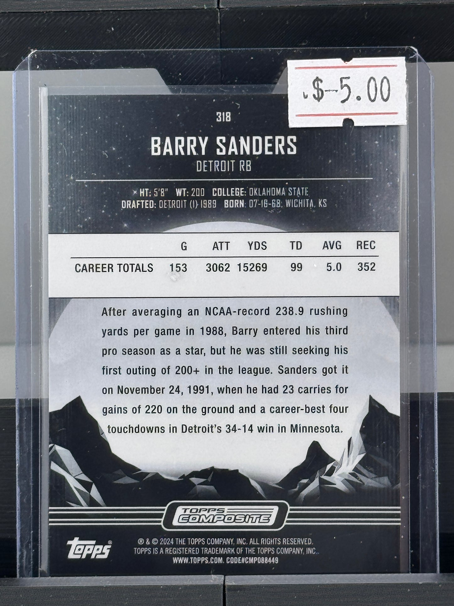 2024 Topps Composite #318 Barry Sanders Midnight Detroit Lions