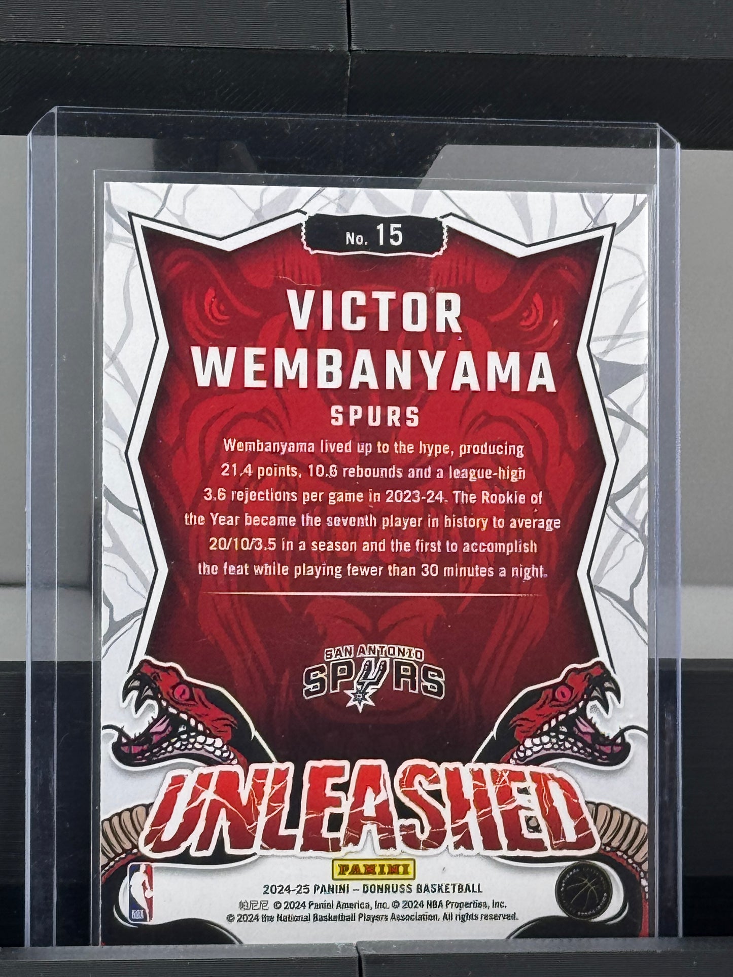 2024-25 Donruss #15 Victor Wembanyama Unleashed San Antonio Spurs