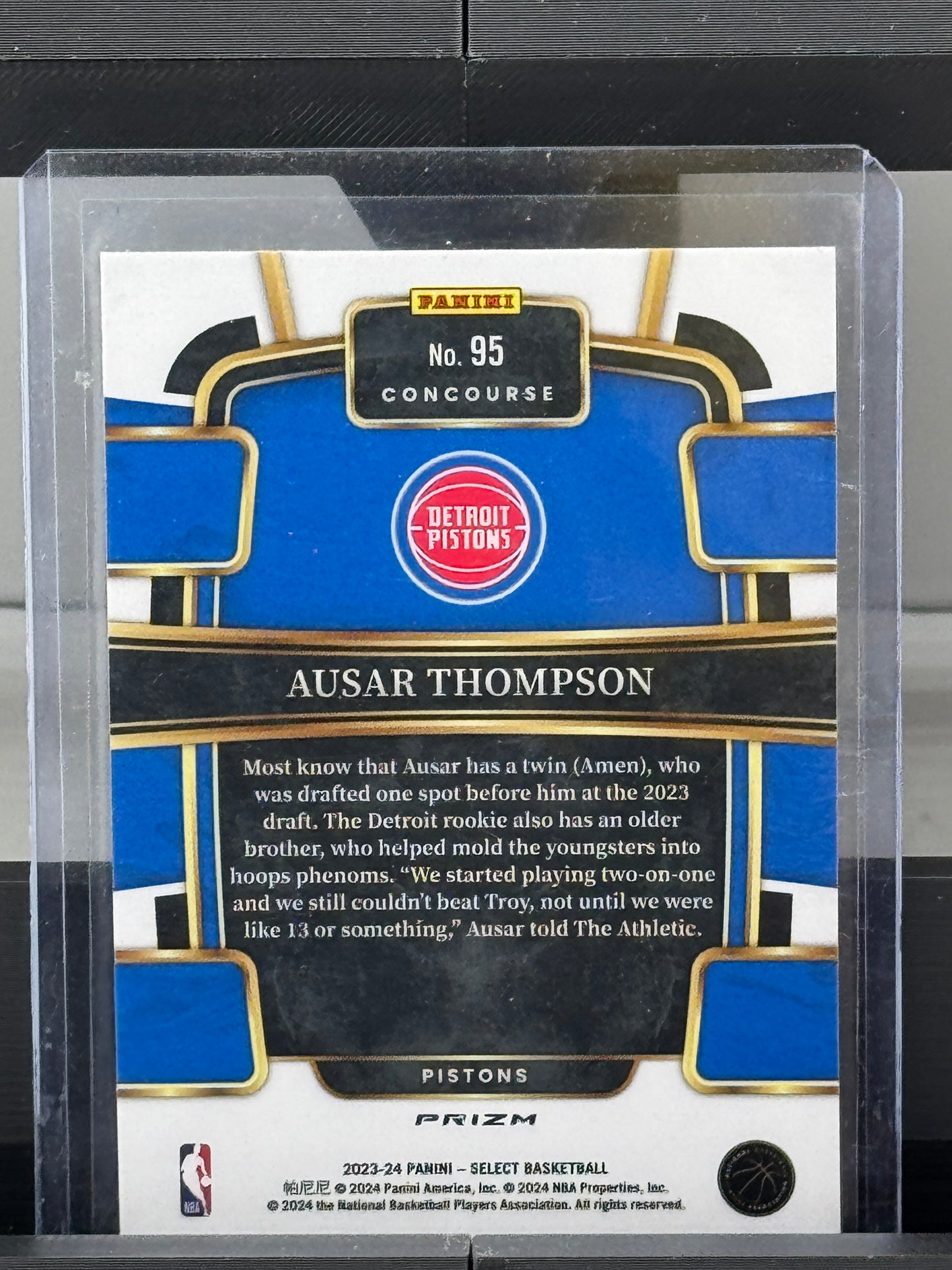 2023-24 Select #95 Ausar Thompson Concourse Blue Cracked Ice RC Detroit Pistons