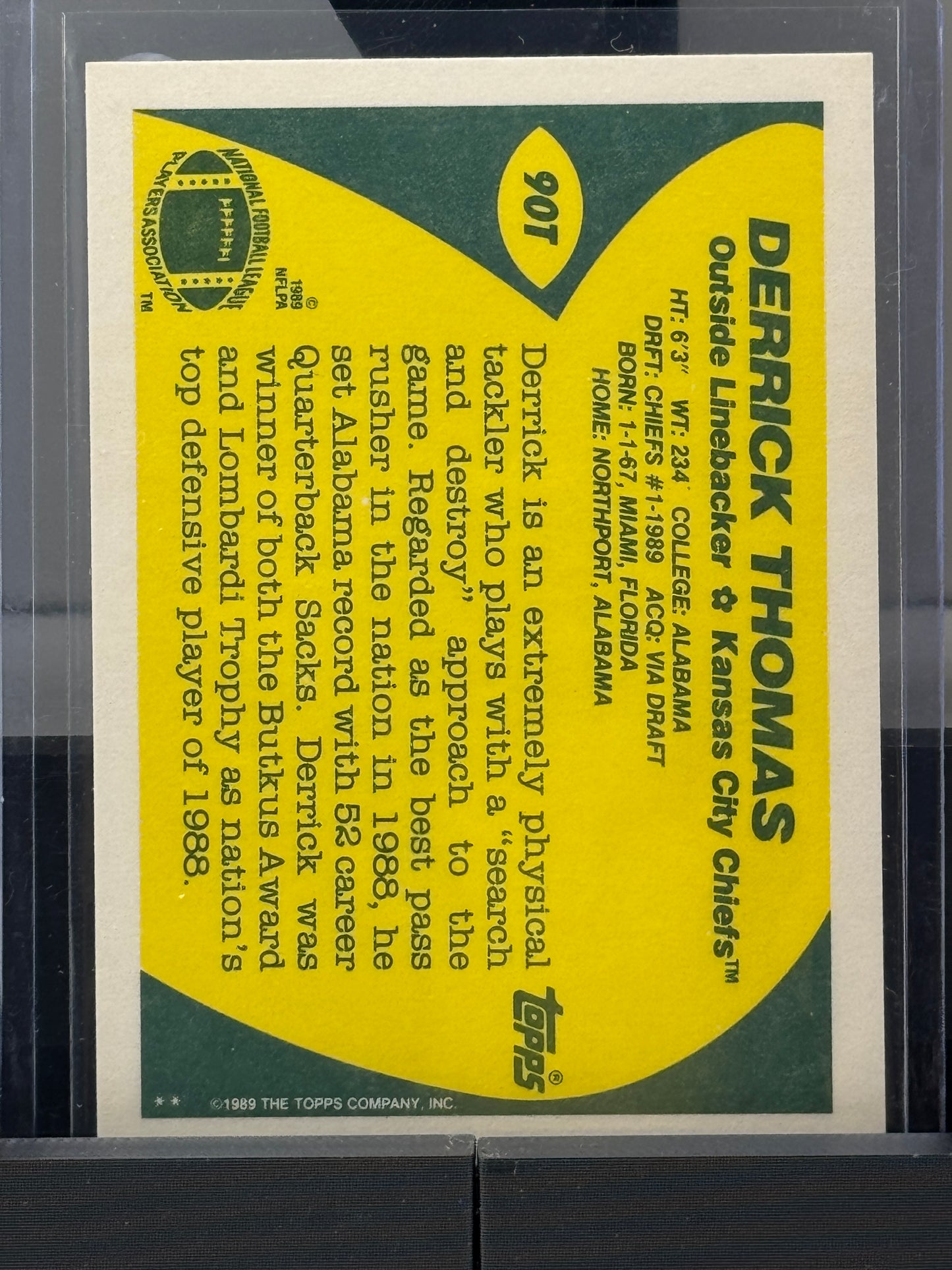 1989 Topps Traded #90T Derrick Thomas RC Kansas City Chiefs