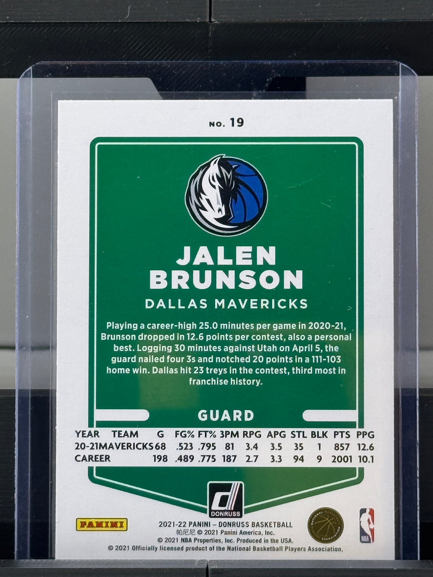 2021-22 Donruss #19 Jalen Brunson Orange Dallas Mavericks New York Knicks