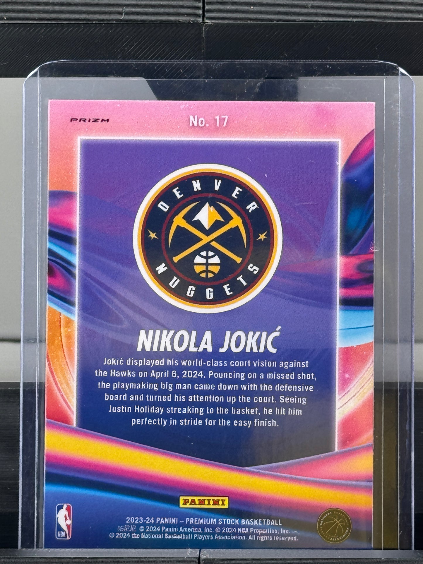 2023-24 Panini Hoops Premium Stock #17 Nikola Jokic Antigravity Silver Prizm Denver Nuggets