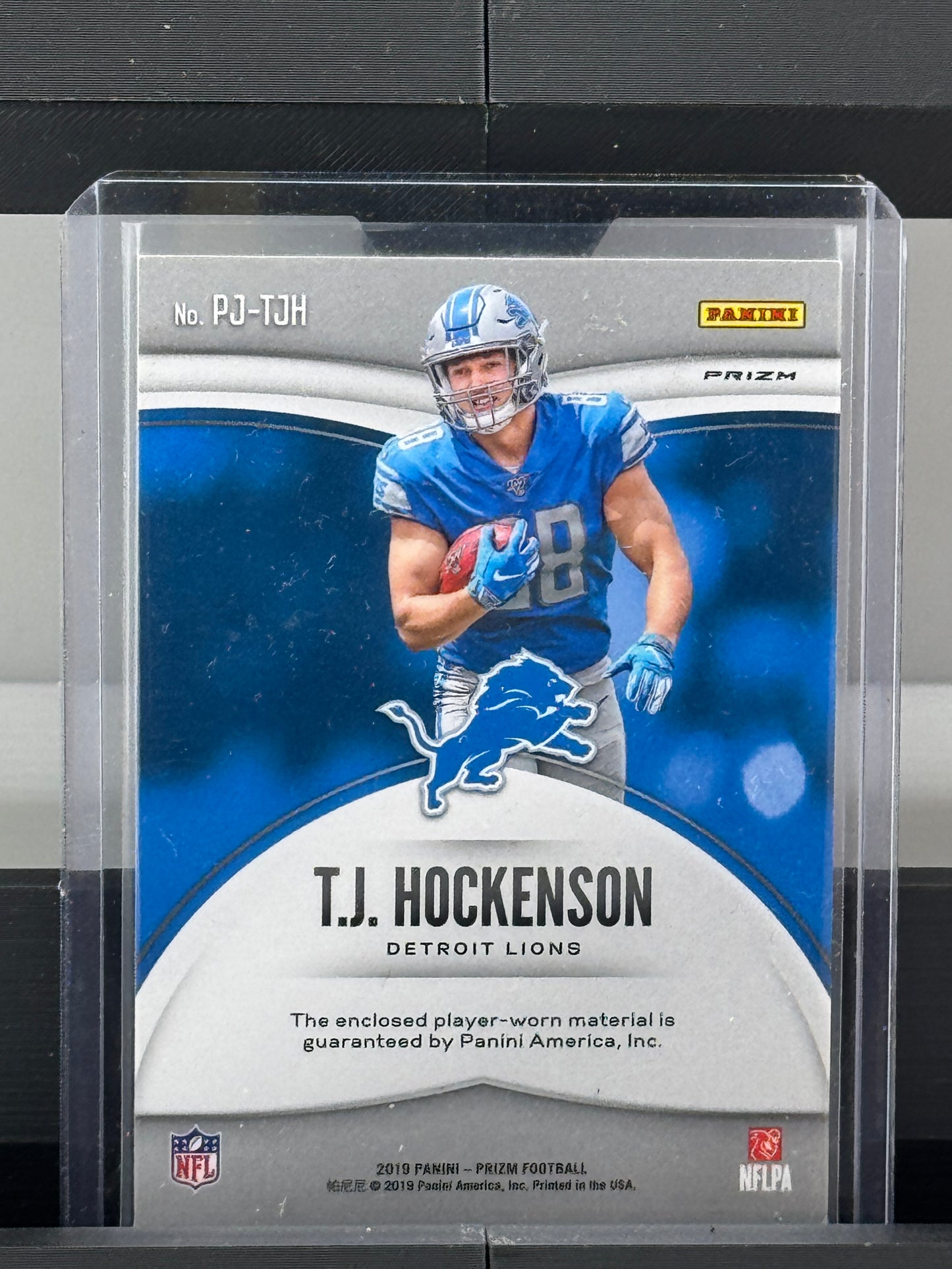 2019 Panini Prizm #PJ-TJH TJ Hockenson Premier Patch Pink Prizm Detroit Lions