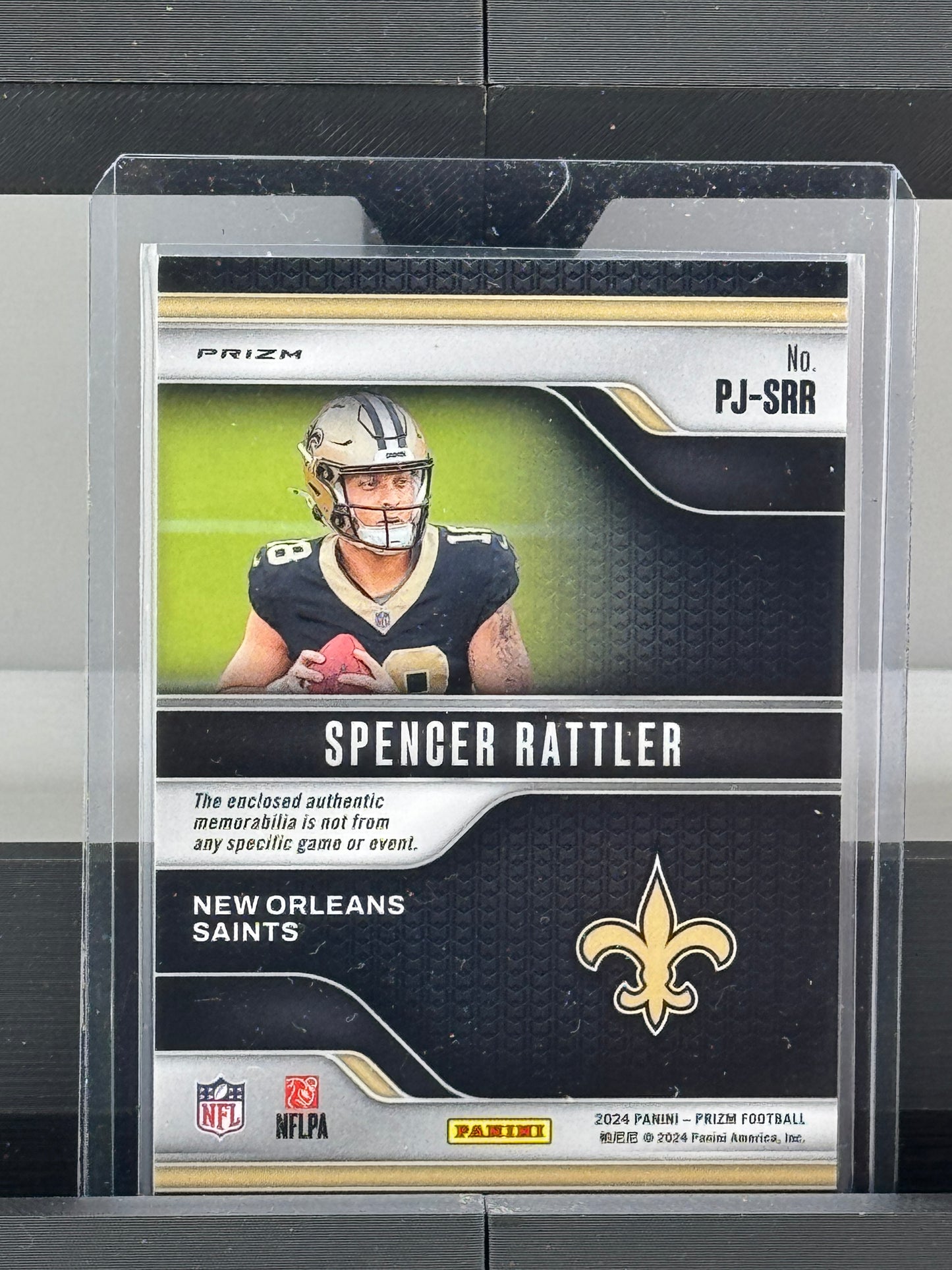 2024 Prizm #PJ-SRR Spencer Rattler Premier Jerseys Neon Green Pulsar New Orleans Saints