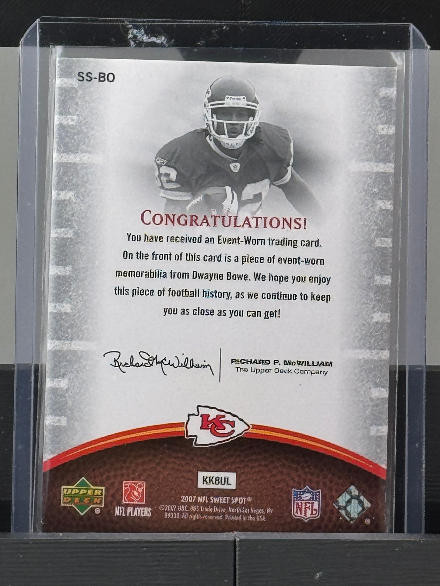 2007 Upper Deck Sweet Spot #SS-BO Dwayne Bowe Sweet Swatch Jersey Kansas City Chiefs