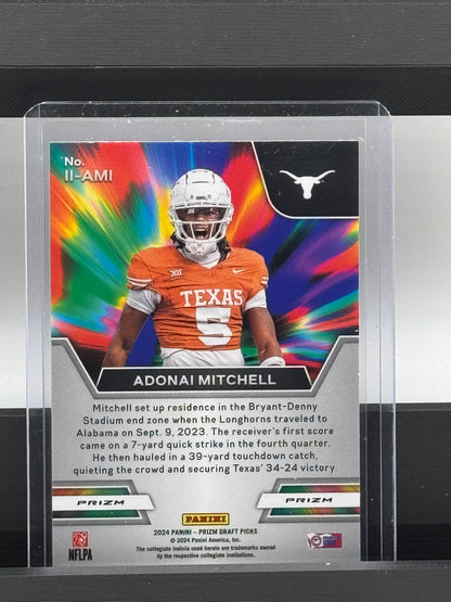 2024 Panini Prizm DP #11-AMI Adonai Mitchell Impact Red Ice Prizm RC Texas Longhorns / Colts