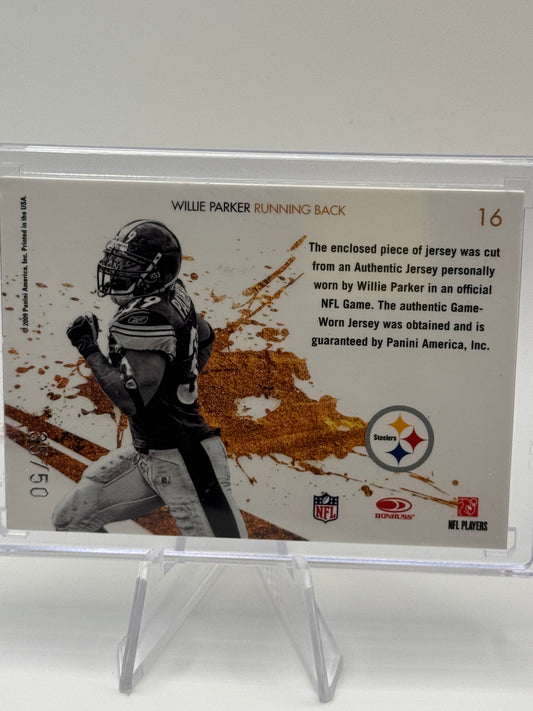 2009 Rookies & Stars #16 Willie Parker Gold Stars Game Worn Patch 35/50 Pittsburgh Steelers