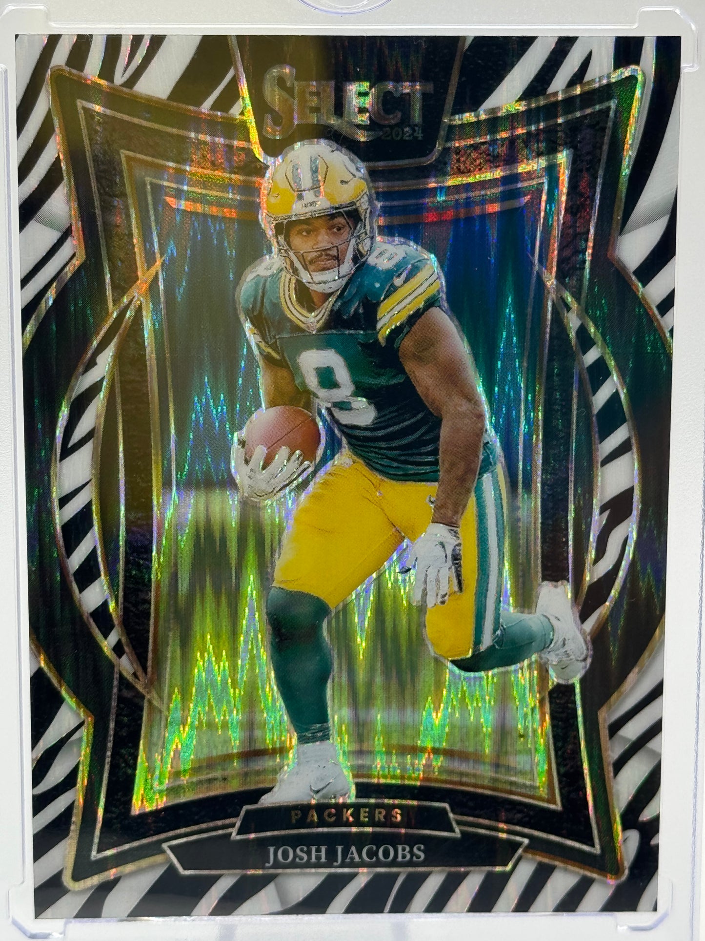 2024 Panini Select #73 Josh Jacobs Concourse Zebra Prizm Green Bay Packers