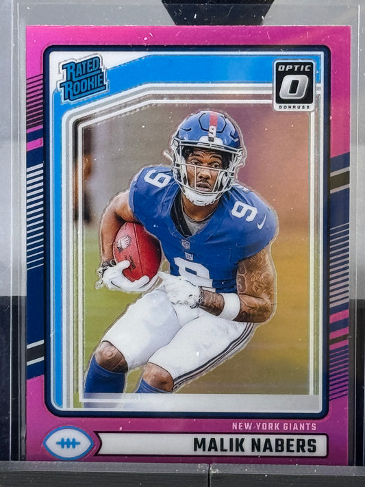 2024 Donruss #383 Malik Nabers  Optic Preview Pink RC New York Giants