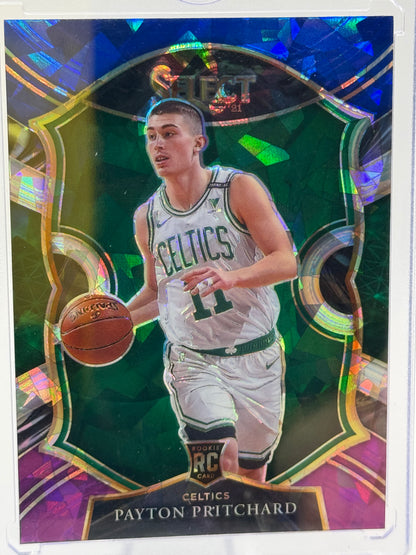 2020-21 Panini Select #86 Payton Pritchard Blue Green Purple Cracked Ice RC Boston Celtics