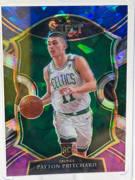 2020-21 Panini Select #86 Payton Pritchard Blue Green Purple Cracked Ice RC Boston Celtics