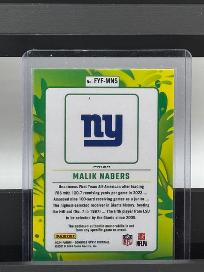 2024 Donruss Optic #FYF-MNS Malik Nabers RC New York Giants