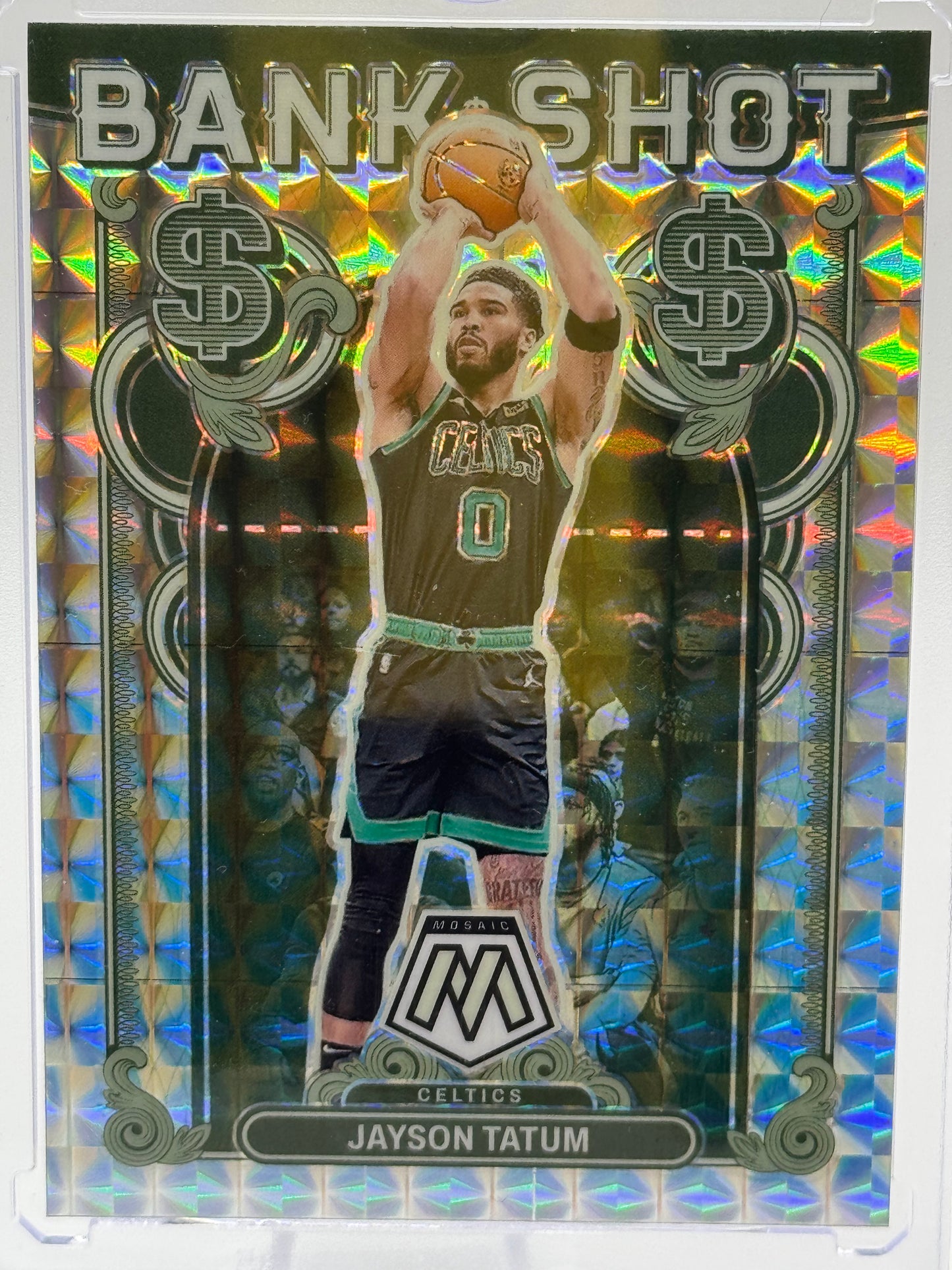 2023-24 Panini Mosaic #20 Jayson Tatum Bank Shot Silver Mosaic Prizm Boston Celtics