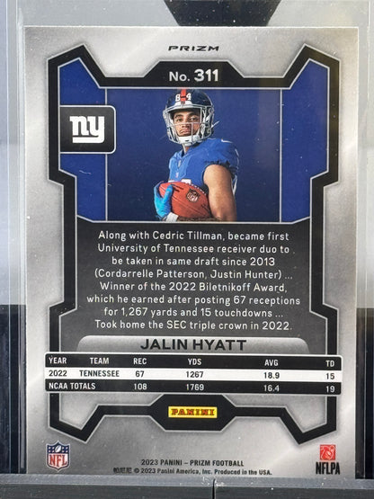 2024 Panini Prizm #311 Jalin Hyatt Silver Prizm Variation RC New York Giants