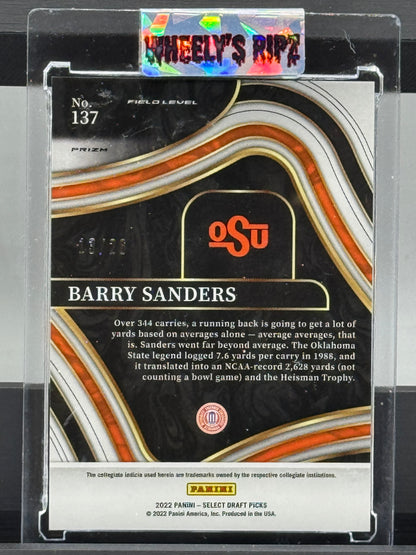 2022 Panini Select Draft Picks #137 Field Level Barry Sanders Orange Pulsar Prizm 13/26 OSU