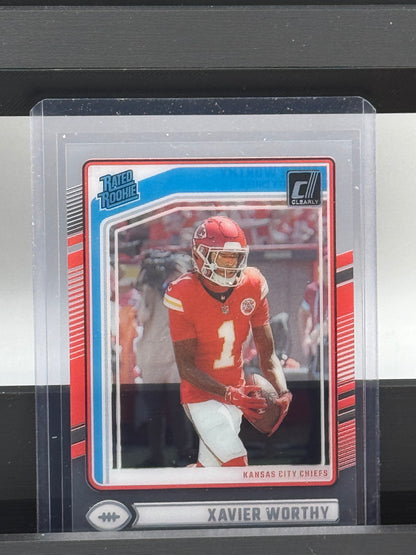 2024 Clearly Donruss #58 Xavier Worthy RC Kansas City Chiefs