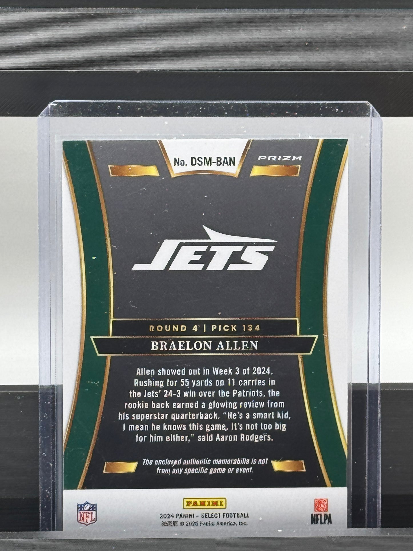 2024 Panini Select #DSM-BAN Braelon Allen Draft Selections RC New York Jets Prizm