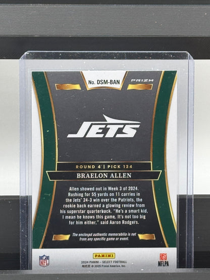 2024 Panini Select #DSM-BAN Braelon Allen Draft Selections RC New York Jets Prizm