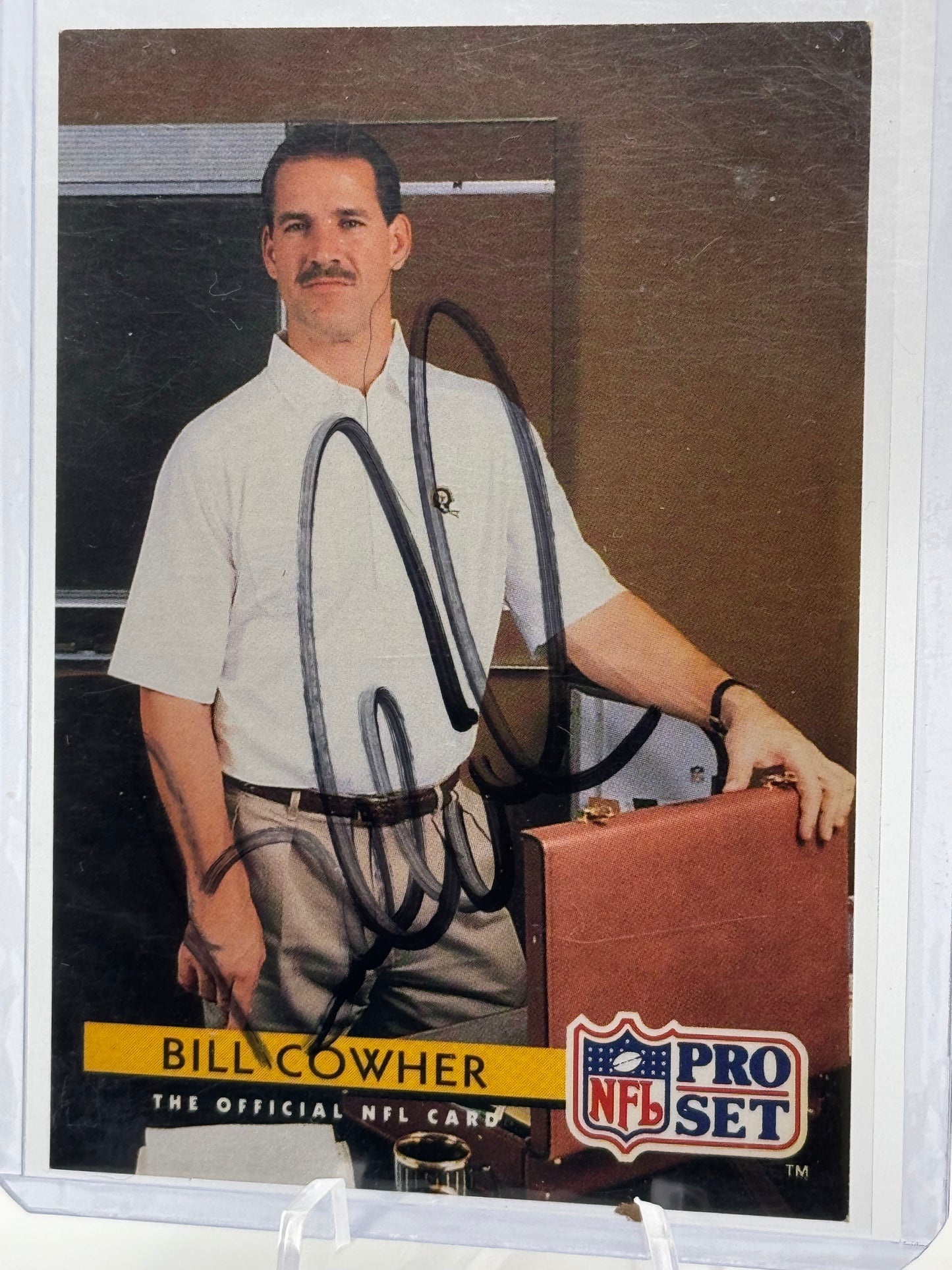 1992 Pro Set #306 Bill Cower Head Coach On Card Autograph Pittsburgh Steelers