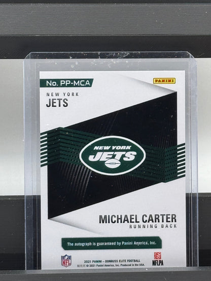 2021 Panini Donruss Elite #PP-MCA Michael Carter Pen Pals Auto RC New York Jets