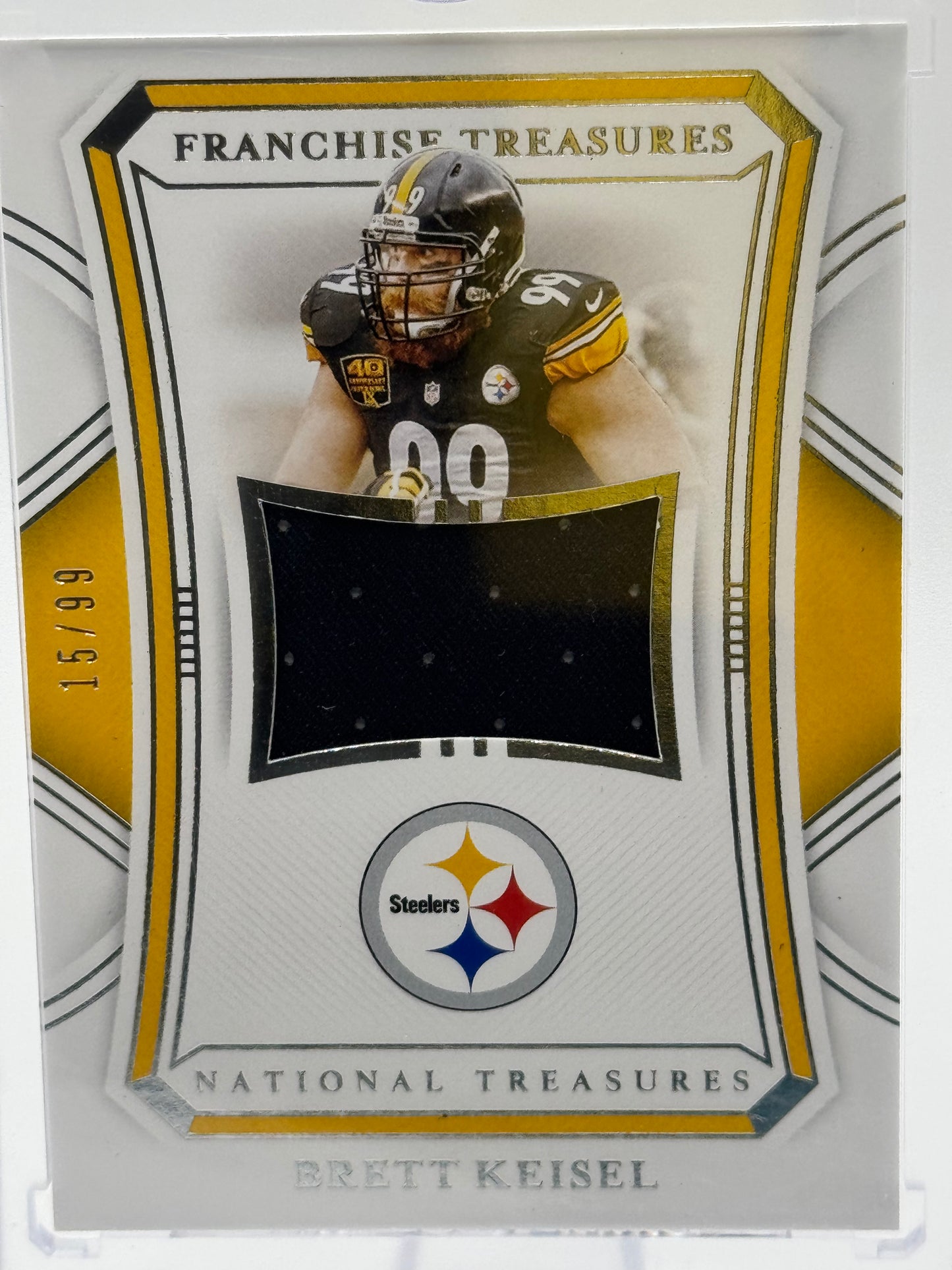 2020 Panini National Treasures #FT-BK Brett Keisel Franchise Treasures Player Worn Patch 15/99 Pittsburgh Steelers