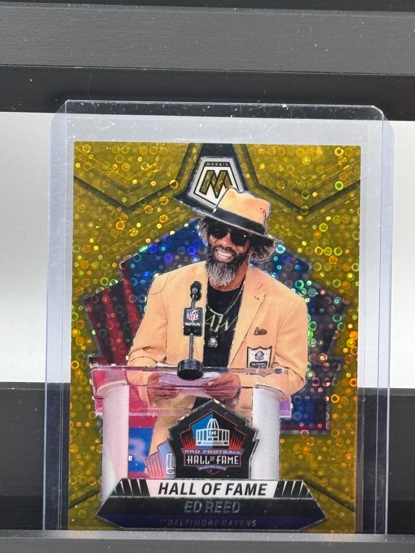2024 Panini Mosaic #293 Ed Reed Gold No Huddle Prizm 05/10