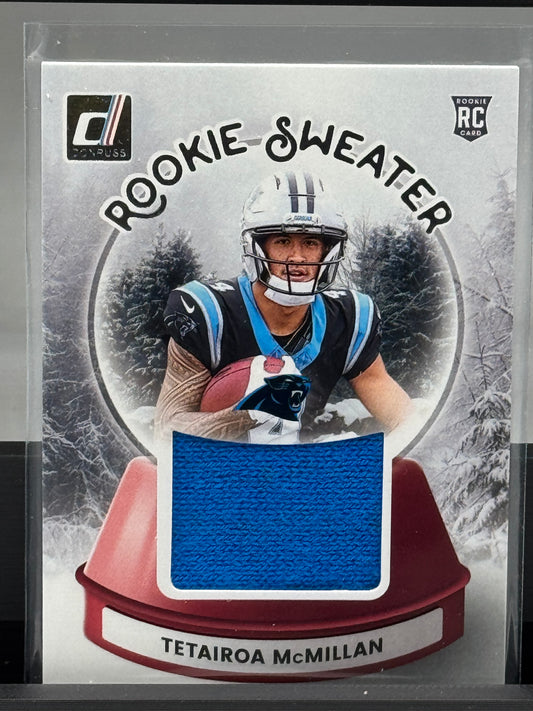 2025 Donruss #SWE-TMN Tetairoa McMillan Rookie Sweater RC Carolina Panthers