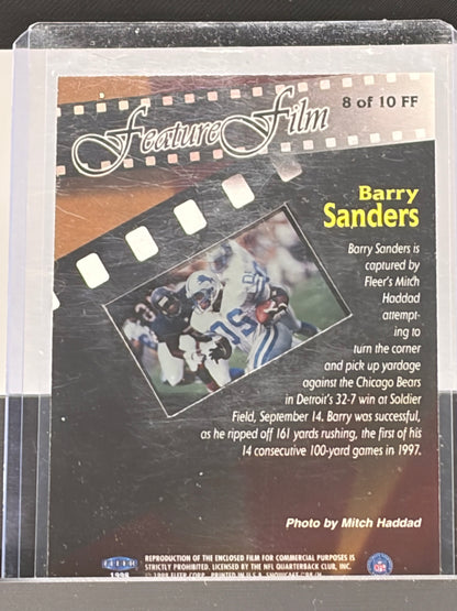 1998 Fleer Flair Showcase #8 of 10 FF Barry Sanders Feature Film Detroit Lions