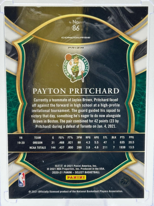 2020-21 Panini Select #86 Payton Pritchard Blue Green Purple Cracked Ice RC Boston Celtics