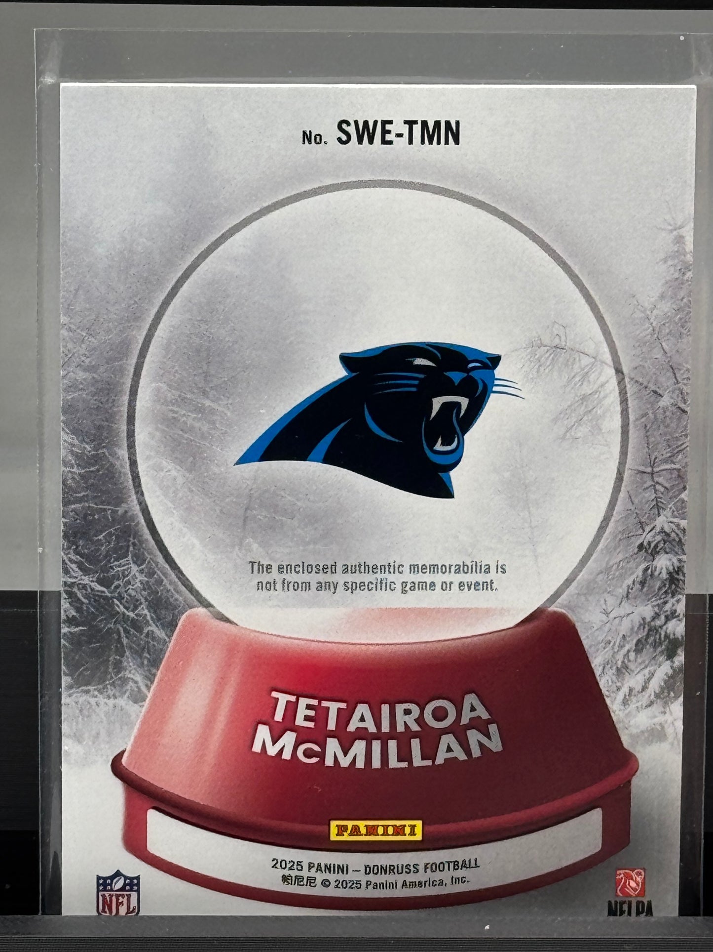 2025 Donruss #SWE-TMN Tetairoa McMillan Rookie Sweater RC Carolina Panthers
