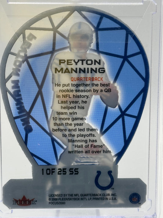 2000 Fleer Focus #1 of 2555 Peyton Manning Star Studded Die-Cut Indianpolis Colts