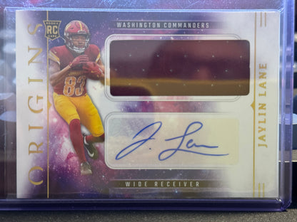 2025 Panini Origins #RJJ-JLE Jaylin Lane RPA RC Washington Commanders