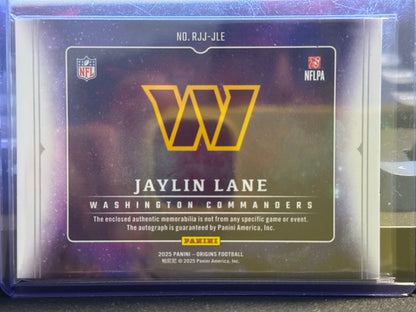 2025 Panini Origins #RJJ-JLE Jaylin Lane RPA RC Washington Commanders