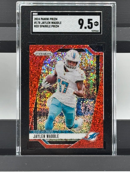 2024 Panini Prizm #178 Jaylen Waddle Red Sparkle Prizm SGC 9.5 Miami Dolphins