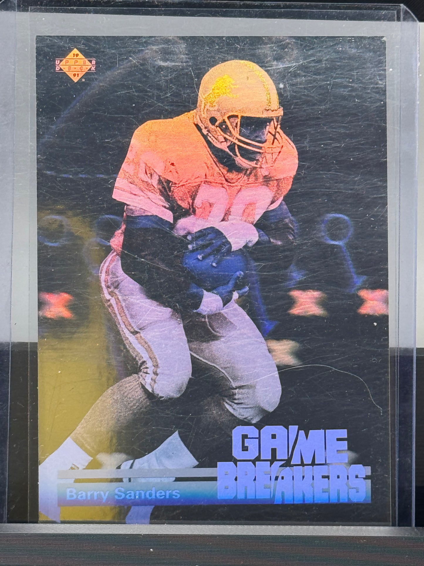 1991 Upper Deck #GB1 Barry Sanders game Breaker Hologram Detroit Lions