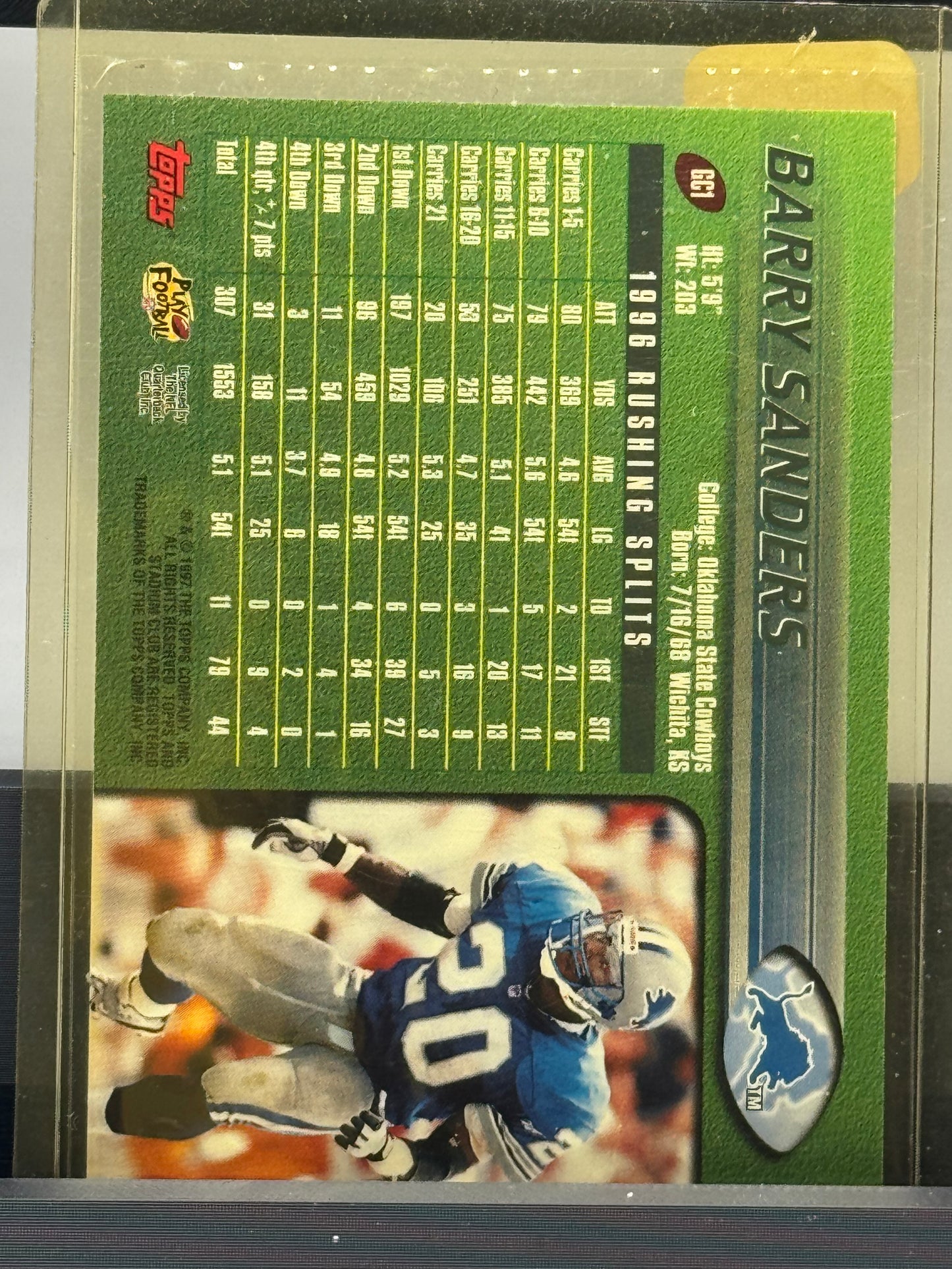 1997 Topps Stadium Club #CC1 Barry Sanders Ground Control Detroit Lions