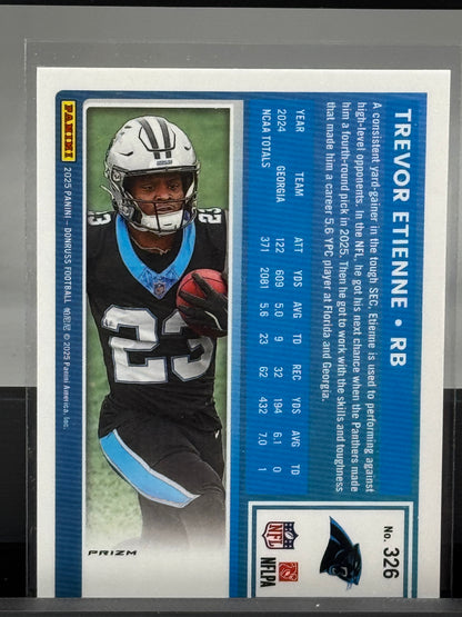 2025 Donruss #326 Optic Preview Trevor Etienne Red Green Prizm Carolina Panthers