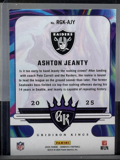 2025 Donruss #RGK-AJY Ashton Jeanty RC Gridiron Kings Las Vegas Raiders