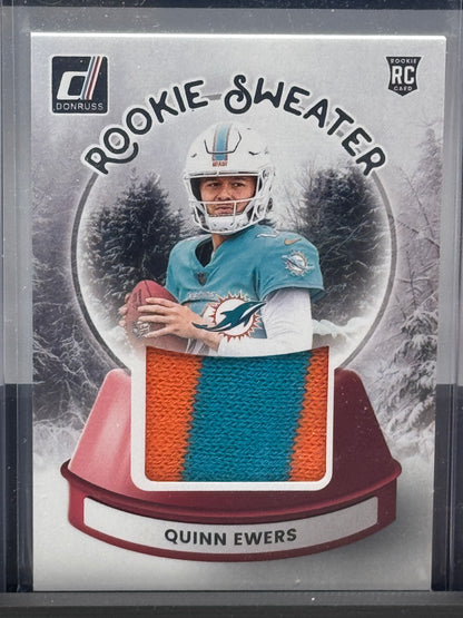 2025 Donruss #SWE-QES Quinn Ewers Rookie Sweater Patch Miami Dolphins