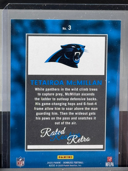2025 Donruss #3 Tetairoa McMillan Rated Rookies Retro RC Carolina Panthers