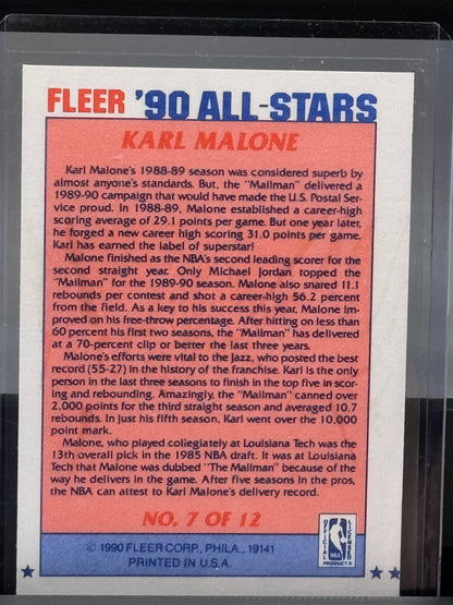 1990 Fleer #7 of 12 Karl Malone Utah Jazz