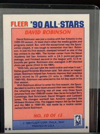 1990 Fleer #10 of 12 David Robinson San Antonio Spurs