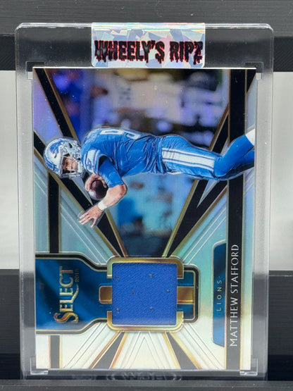 2018 Panini Select #19 Matthew Stafford Game Worn Patch 33/125 Detroit Lions