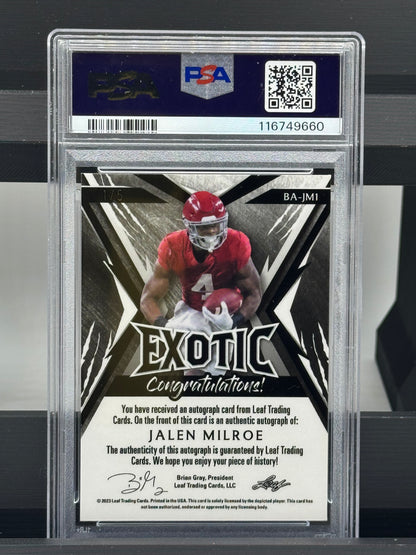 2023 Leaf Exotic #BAJM1 Jalen Milroe Auto Deer Kaleidoscope PSA AUTHENTIC AUTO 10 Seattle Seahawks