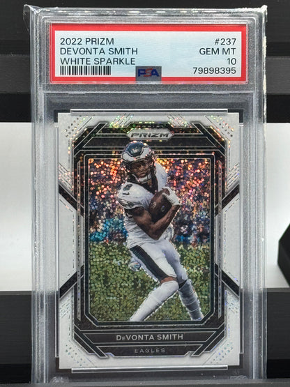 2022 Panini Prizm #237 Devonta Smith White Sparkle PSA 10 Philadelphia Eagles