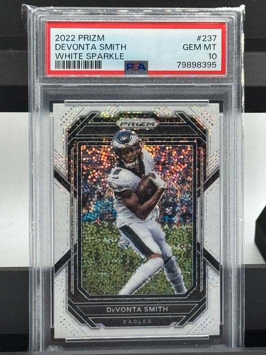 2022 Panini Prizm #237 Devonta Smith White Sparkle PSA 10 Philadelphia Eagles